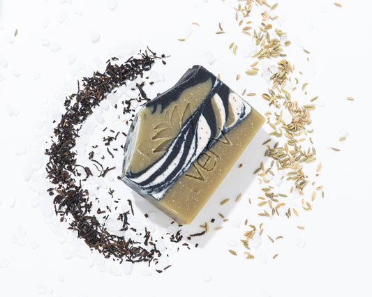 The Chief Soap without packaging. Scent features woodsy cedarwood and lemony May Chang essential oil brightened with a hint of basil essential oil.